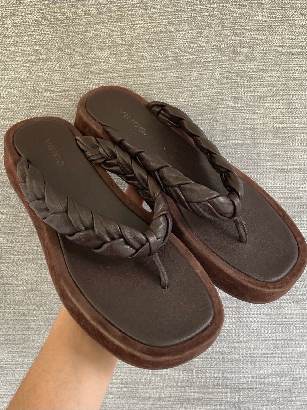 Vince Sandals Flip Flop Brown Leather